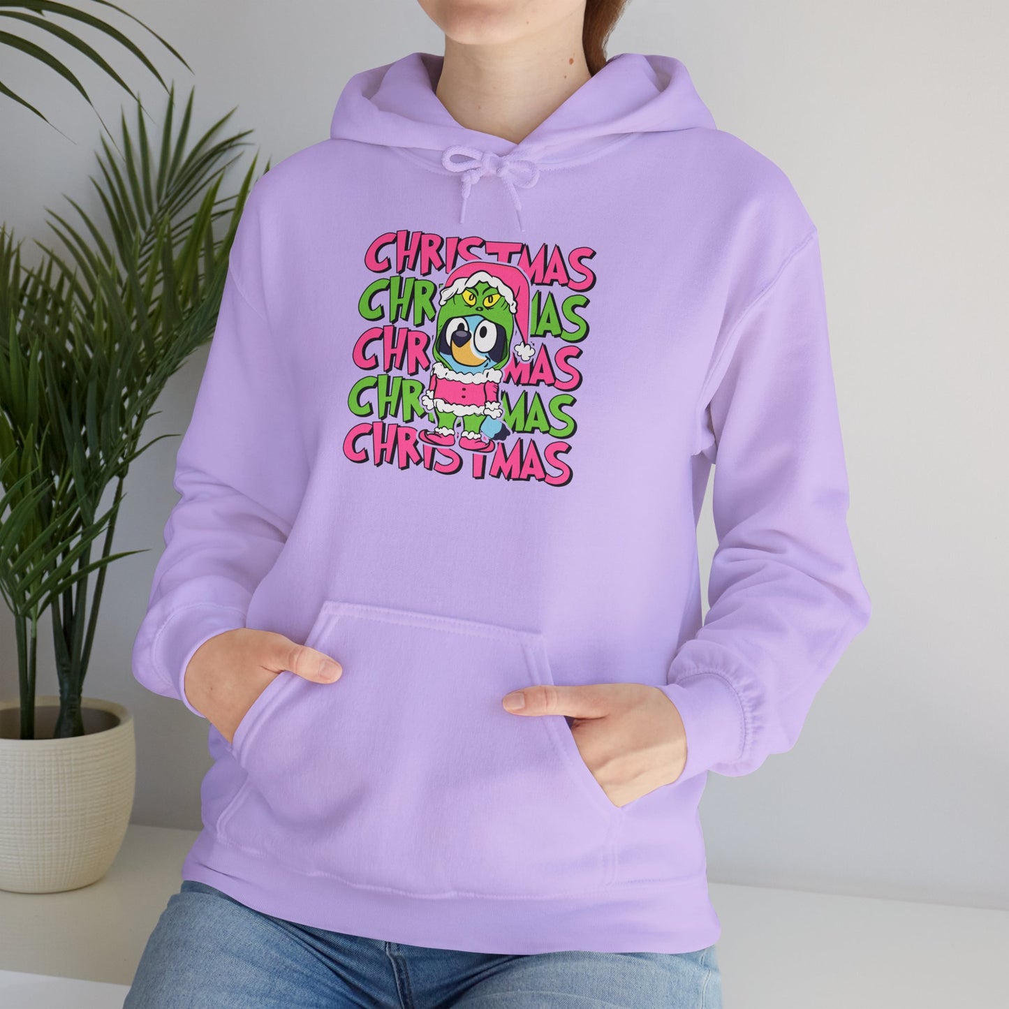 Holiday Grinch Bluey Sweatshirt, Festive Christmas Graphic Tee, Hooded Sweatshirt, Xmas Gift, Alternative Xmas