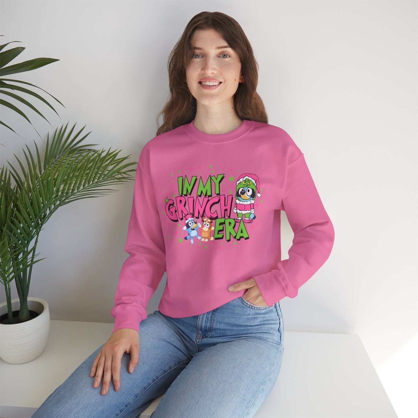 Grinch Era, Bluey and Bingo Christmas Sweatshirt, Holiday Graphic, Festive Sweater, Xmas Gift, Crewneck Sweatshirt