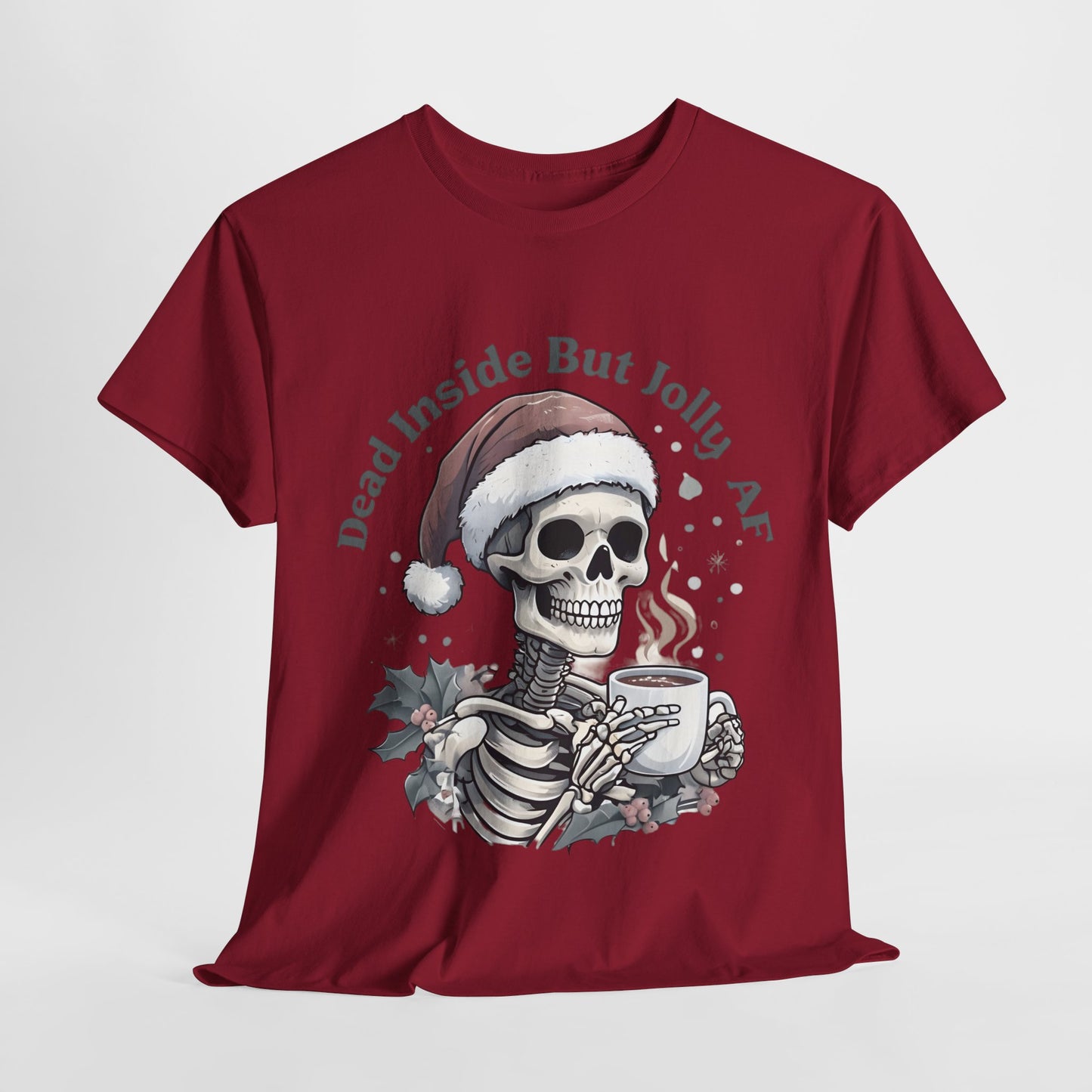 Skeleton Christmas Tee, Coffee Lover Gift, Fall  Shirt, Sarcastic Shirt, Merry Christmas Tee, Unisex Heavy Cotton Tee