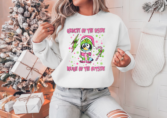 Bluey Christmas Sweatshirt, Grinchy Bougie Tee, Grinch Christmas Shirt, Holiday Graphic Sweater, Festive Xmas Top, Crewneck Sweatshirt