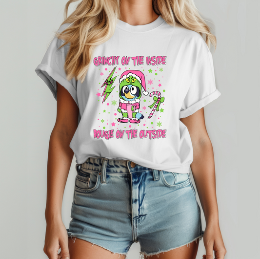 Bluey Christmas Unisex T-Shirt, Grinchy Bougie Tee, Grinch Christmas Shirt, Holiday Graphic Tee, Festive Xmas Top