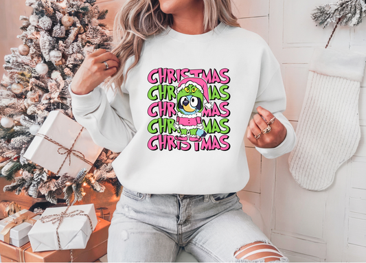 Holiday Grinch Bluey Shirt, Festive Christmas Graphic Tee, Crewneck Sweatshirt , Xmas Gift, Alternative Xmas