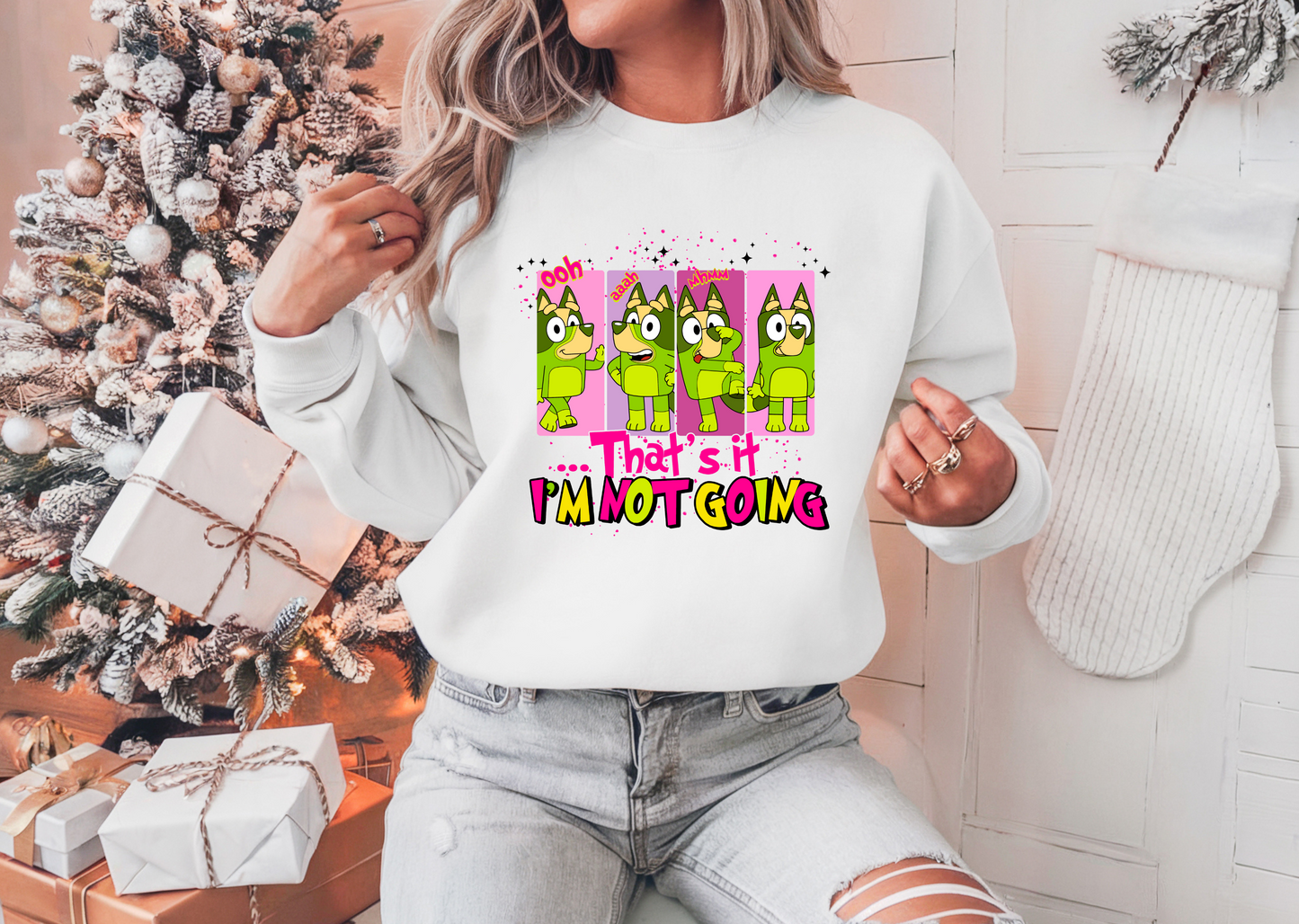 Grinch Bluey Christmas Sweatshirt, Holiday Graphic, That's it I'm Not Going, Festive Sweater, Xmas Gift, Crewneck Sweatshirt