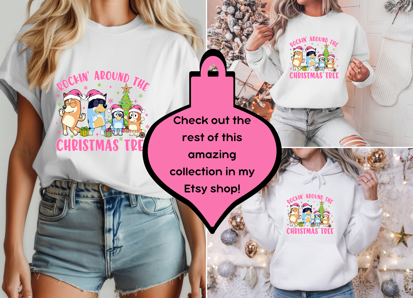 Bluey Christmas Shirt, Rockin' Around The Christmas Tree, Blue Dog, Bluey Family Xmas, Family Matching Christmas Shirts, Bluey Sweatshirt