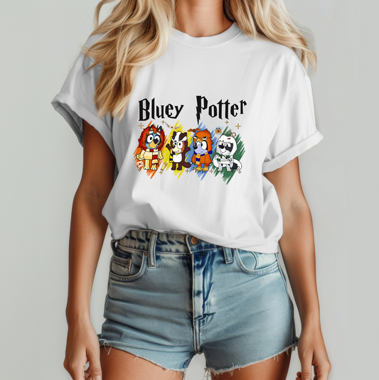 Bluey Potter T-shirt- Harry Potter and Bluey Cross-over Tee