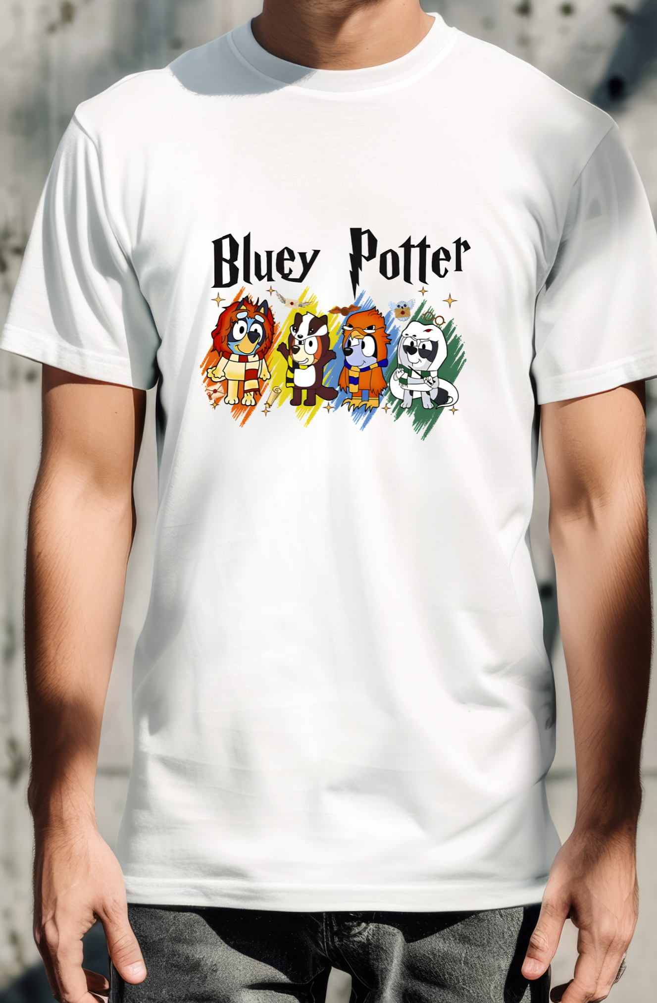 Bluey Potter T-shirt- Harry Potter and Bluey Cross-over Tee