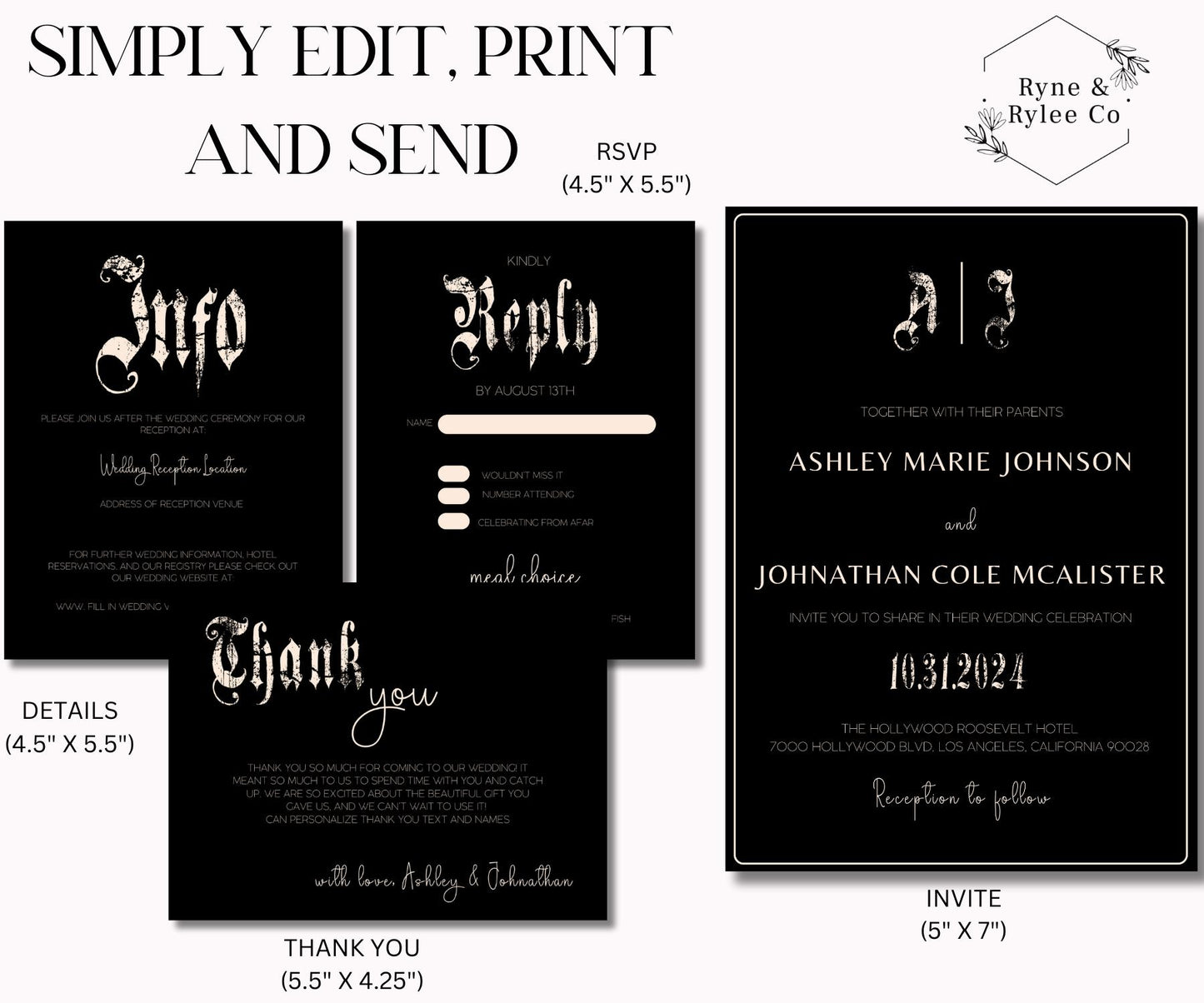 Day of the Dead Wedding, Gothic Wedding Invitation, Wedding Invitations, Wedding Invites, Halloween Wedding Invitation, Black Wedding Invite