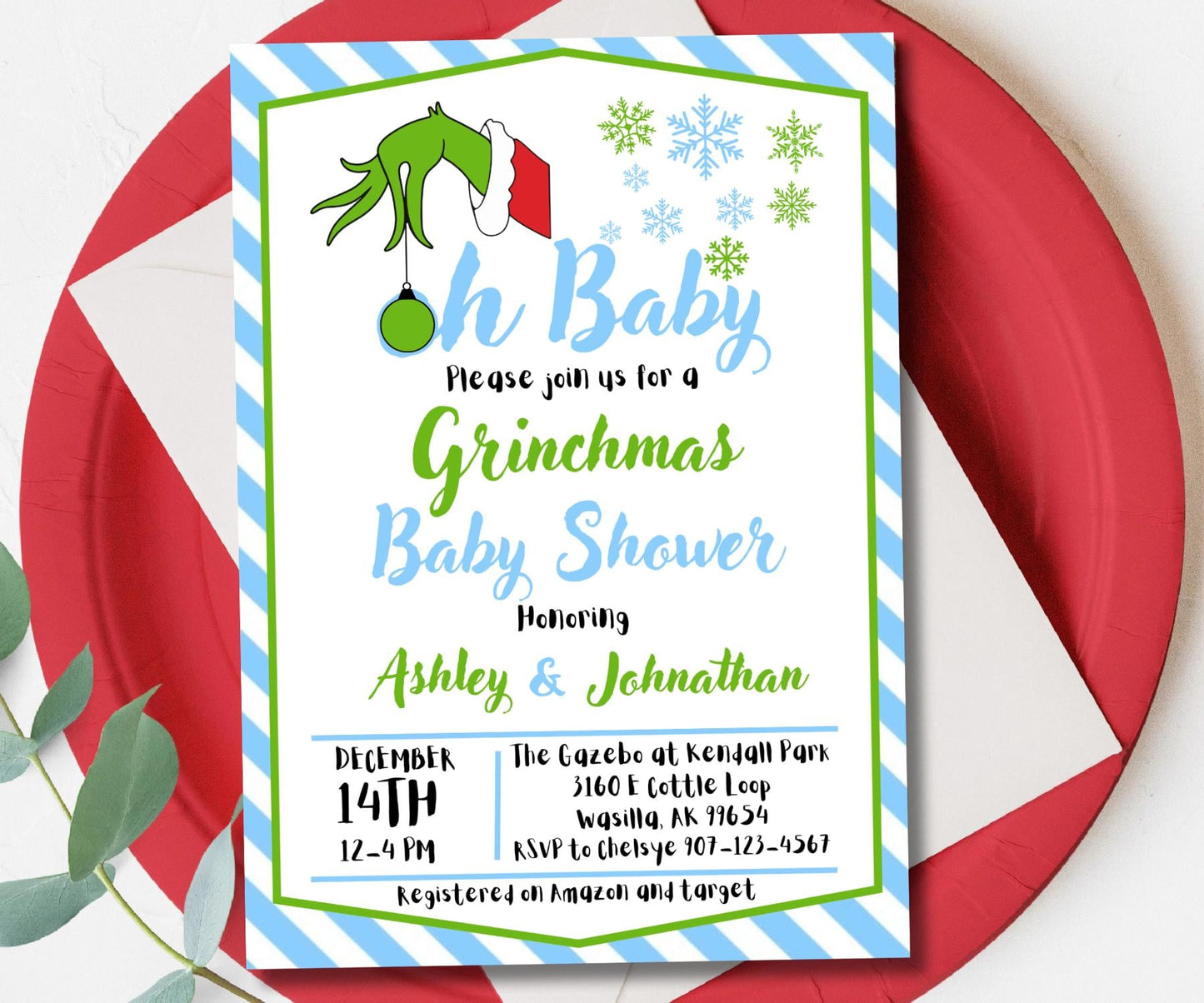 Grinch Baby Shower Invitation, Whoville Baby Shower, Digital Grinch Invitations, Editable Christmas Baby Shower Invite, Boy Baby Shower